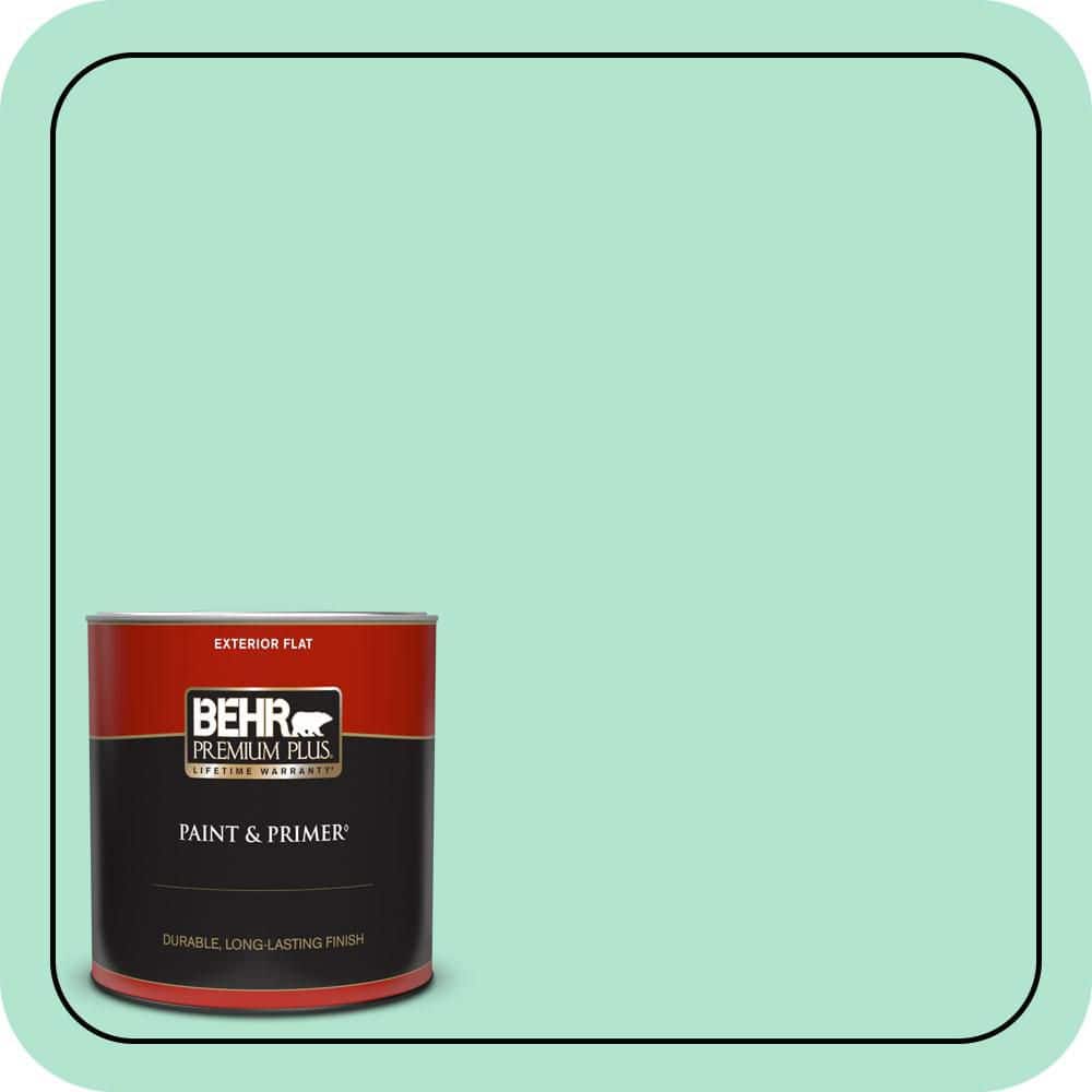 BEHR PREMIUM PLUS 1 qt. #P420-2 Crystal Rapids Flat Exterior Paint & Primer