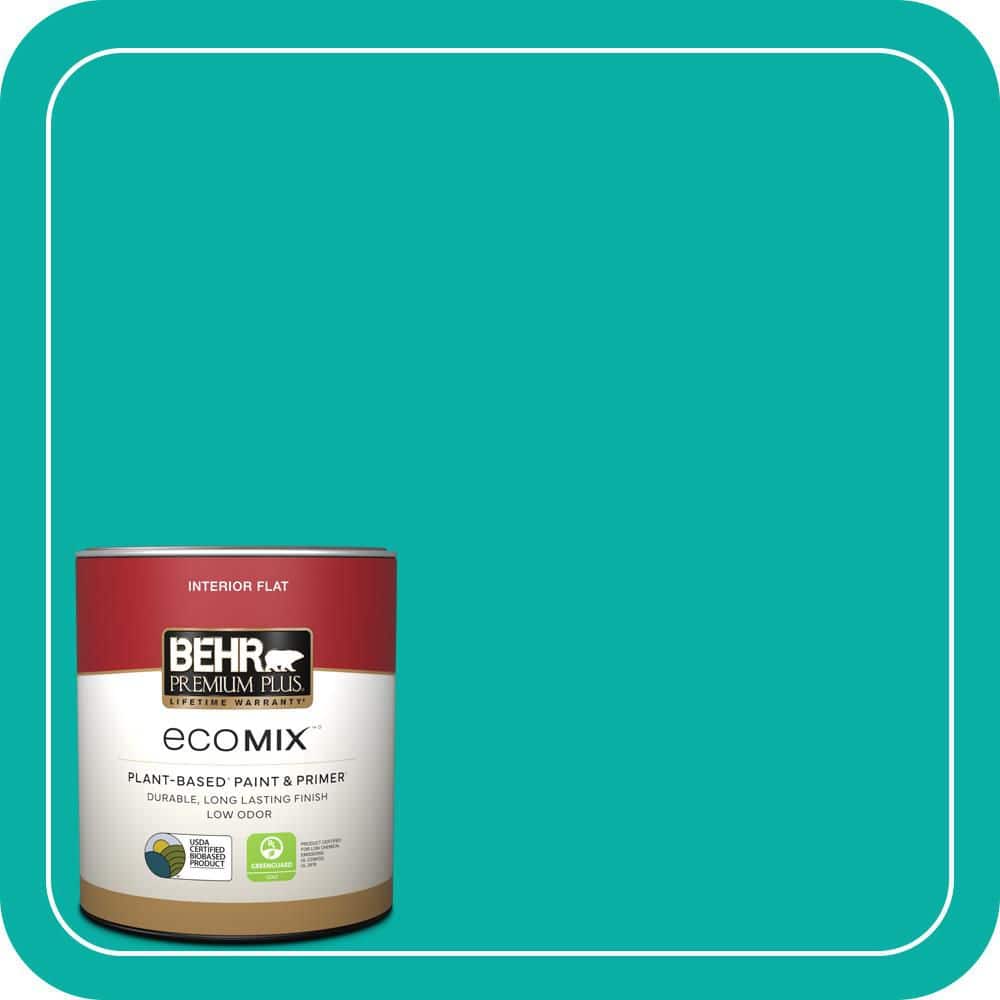 BEHR PREMIUM PLUS 1 qt. #490B-5 Cozumel Flat EcoMix Plant-Based Interior Paint & Primer (1)