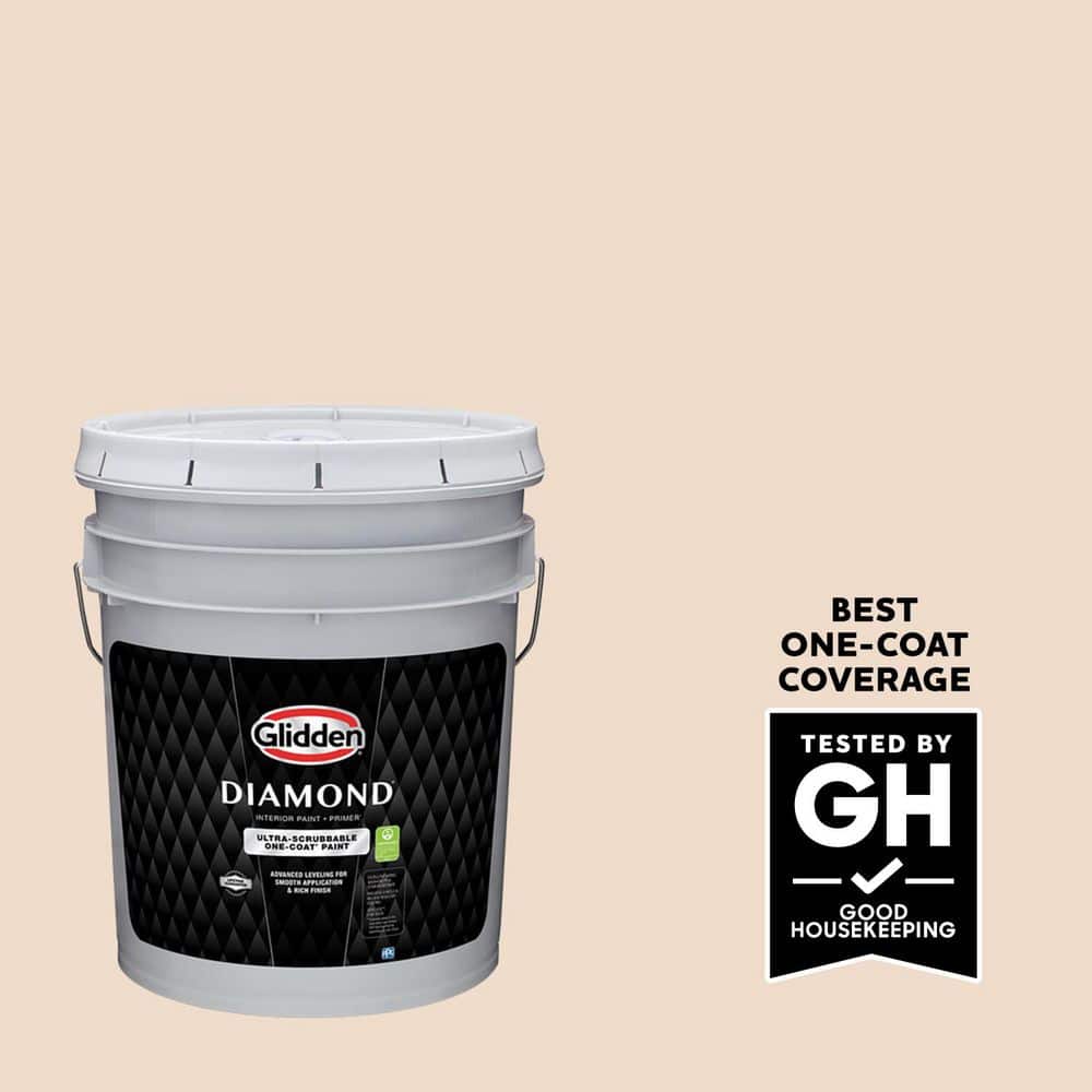 Glidden Diamond 5 gal. PPG1201-2 Tea Biscuit Satin Interior Paint with Primer