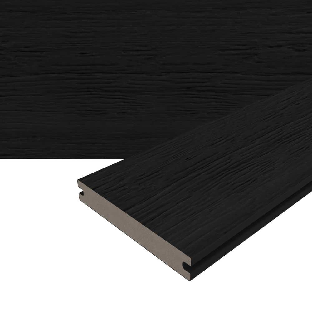 NewTechWood Magellan Plus 0.88 in. x 5.43 in. x 8 ft. Rustic and Wood Grain Indian Ebony Grooved Composite Deck Board (2)