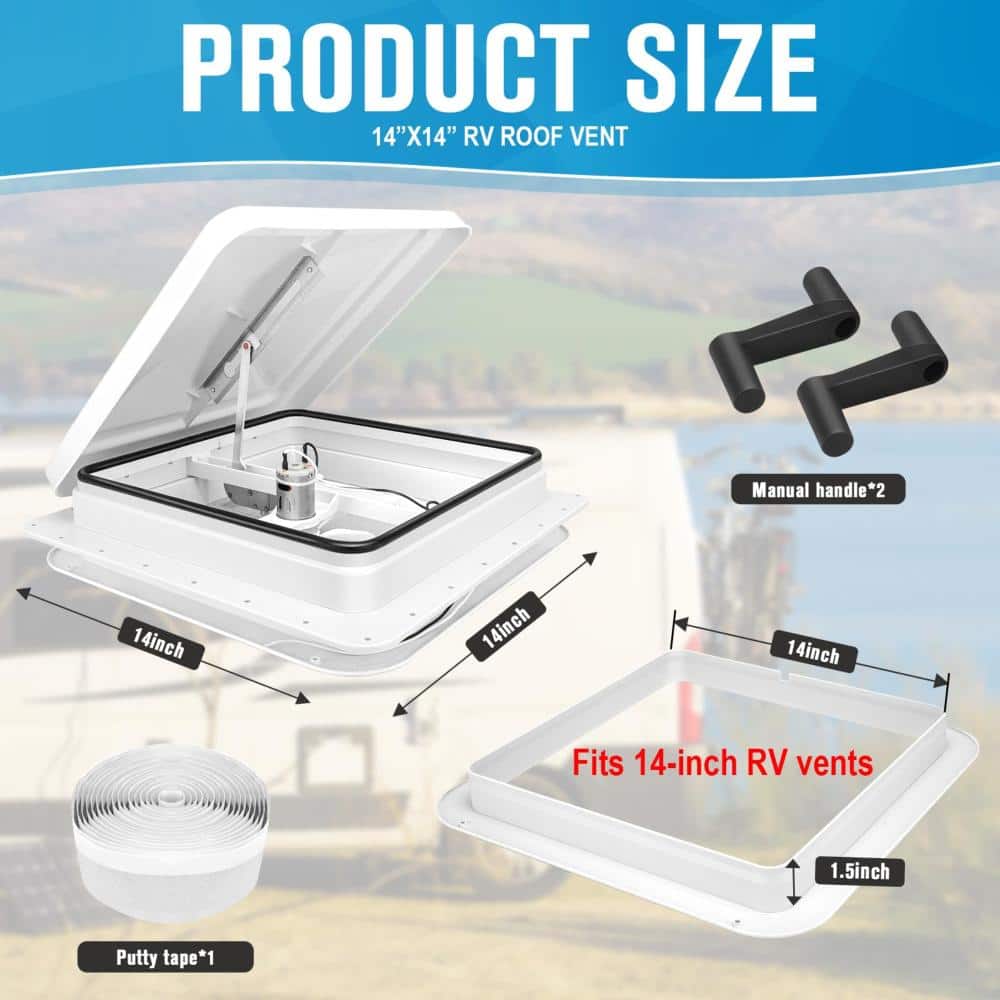 Unbranded 14 Inch Trailer Roof Vent with 12V Fan 14 x 14 in Camper Vent with 6 in Blades for RV and Trailer (3)
