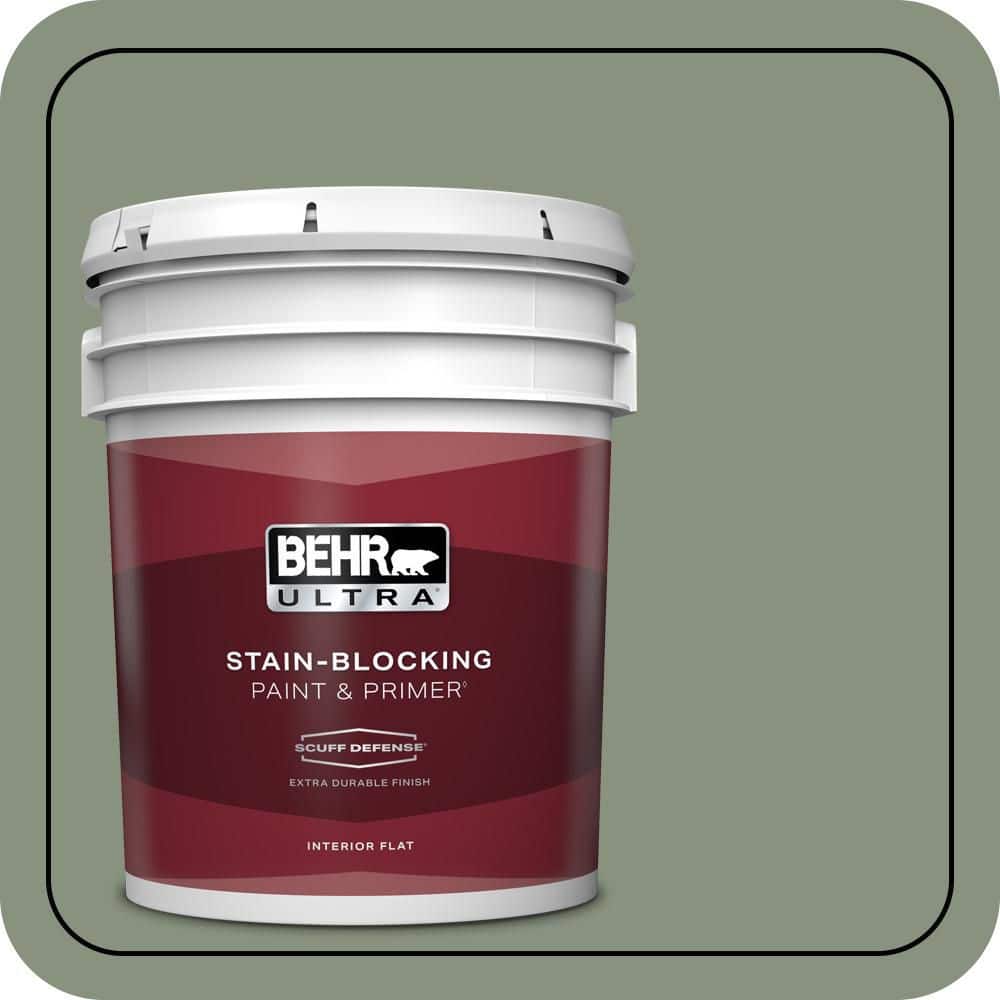 BEHR ULTRA 5 gal. #N390-5 Eucalyptus Wreath Extra Durable Flat Interior Paint & Primer
