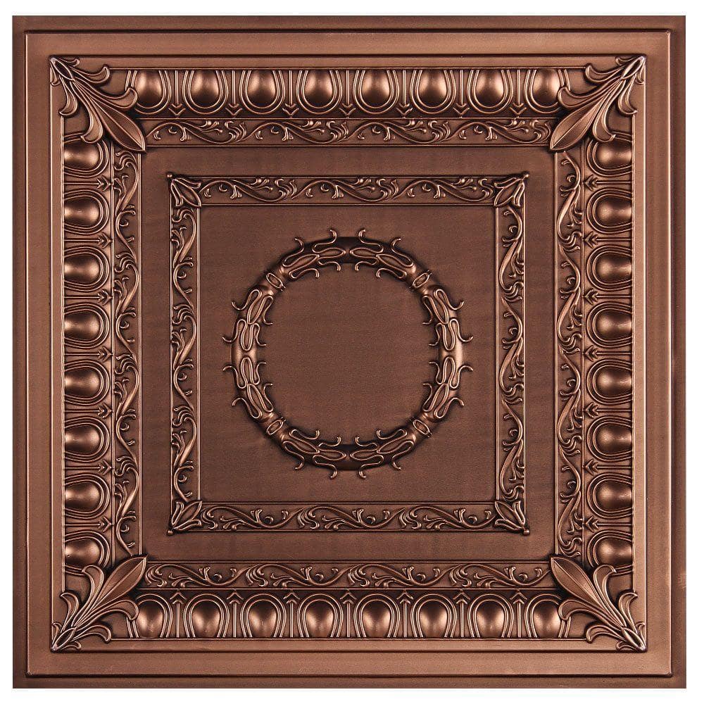 uDecor Royal 2 ft. x 2 ft. Lay-in or Glue-up Ceiling Tile in Antique Bronze (40 sq. ft. / case)