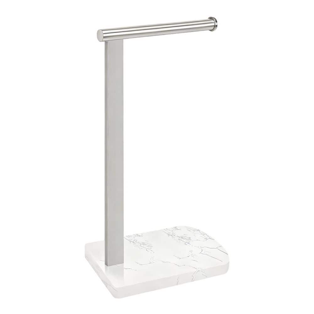 Wudkey Single Rod Towel Holder in Brushed Nickel, Free-Standing L Shape Hand Towel Rack, Stainless Steel Towel Ring with Base