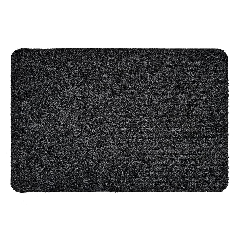 TrafficMaster Ribbed Charcoal 18 in. x 27 in. Dirt Resistant Non-Slip Indoor Door Mat (2)