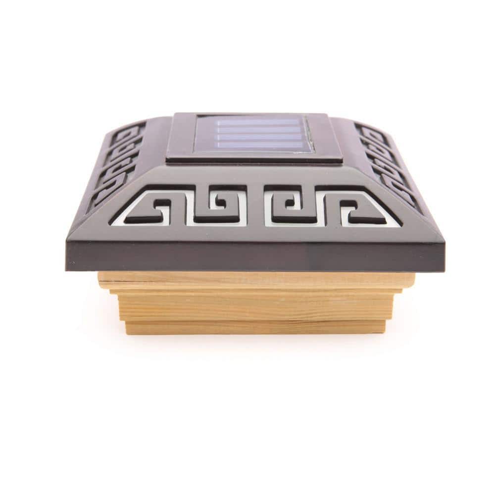 Deckorators 4 in. x 4 in. Bronze Labyrinth Solar LED Post Cap (1)