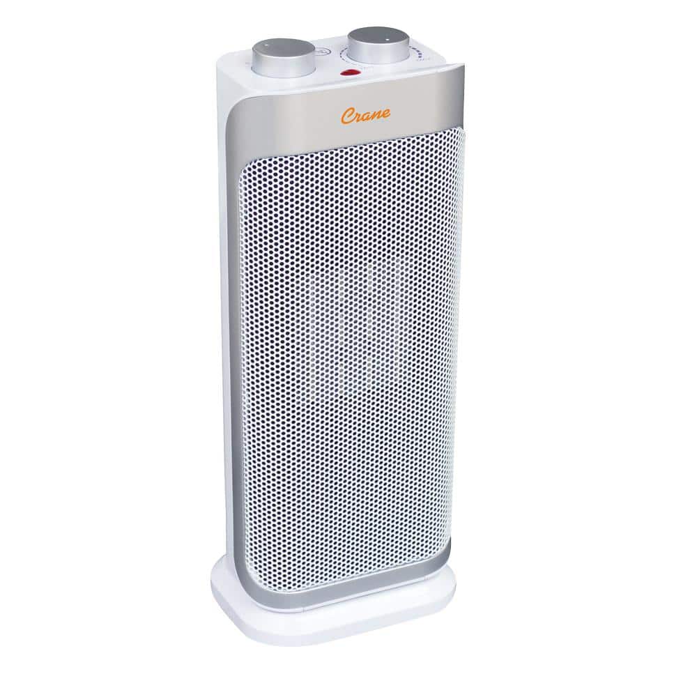 Crane 17 in. 750/1500-Watt 3 Settings Electric Compact Tower Oscillating Ceramic Space Heater (2)