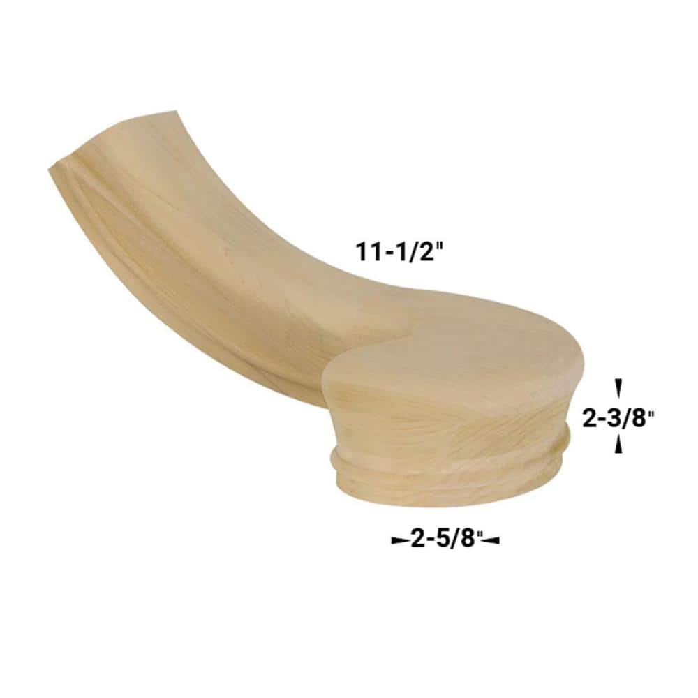 EVERMARK Stair Parts 7240 Unfinished Poplar Left-Hand Turnout Handrail Fitting (3)