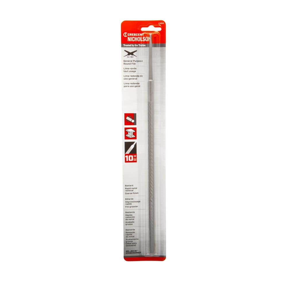 Crescent Nicholson 10 in. Single Cut Bastard Round File (3)