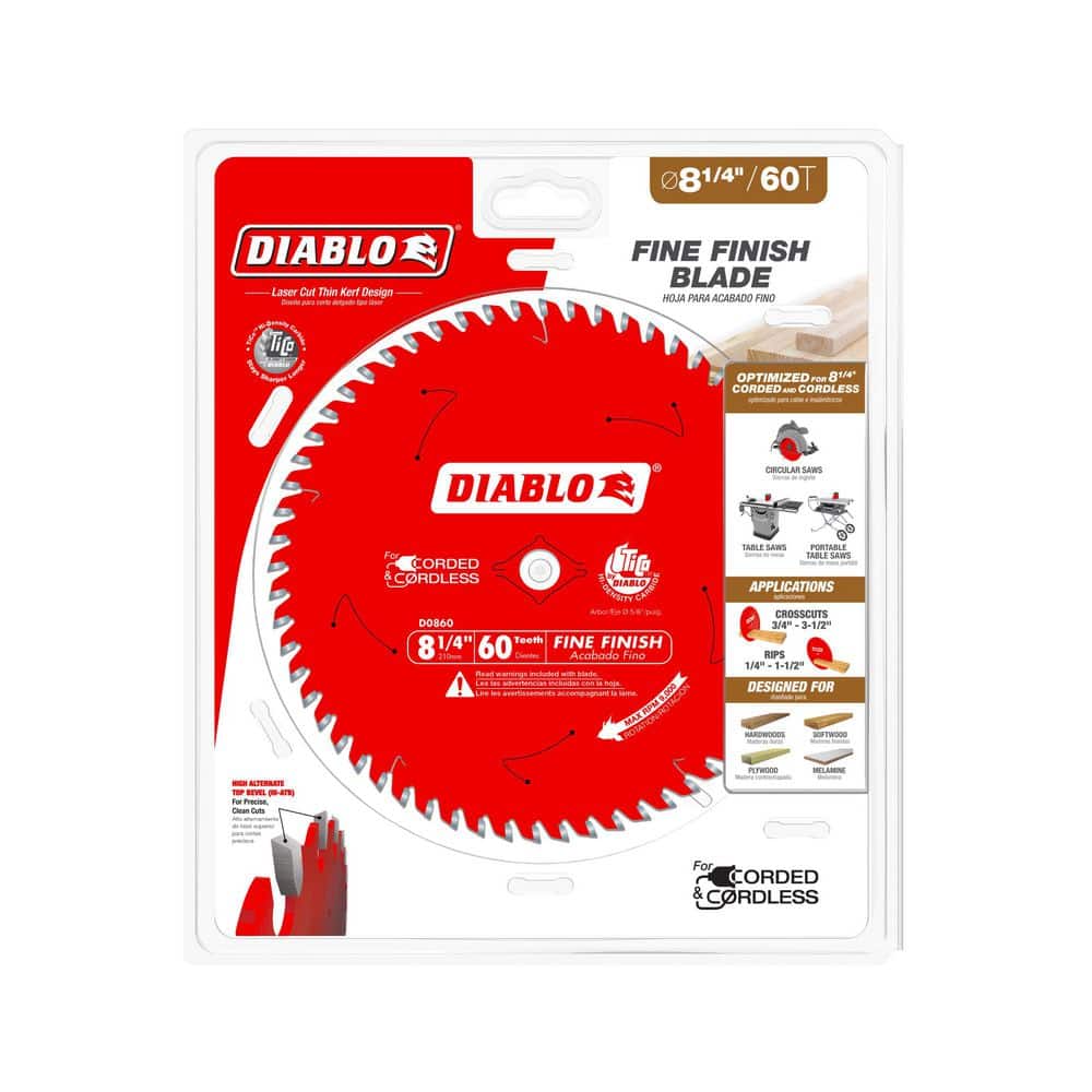 DIABLO 8-1/4in. x 60-Teeth Fine Finish Circular Saw Blade for Wood (4)