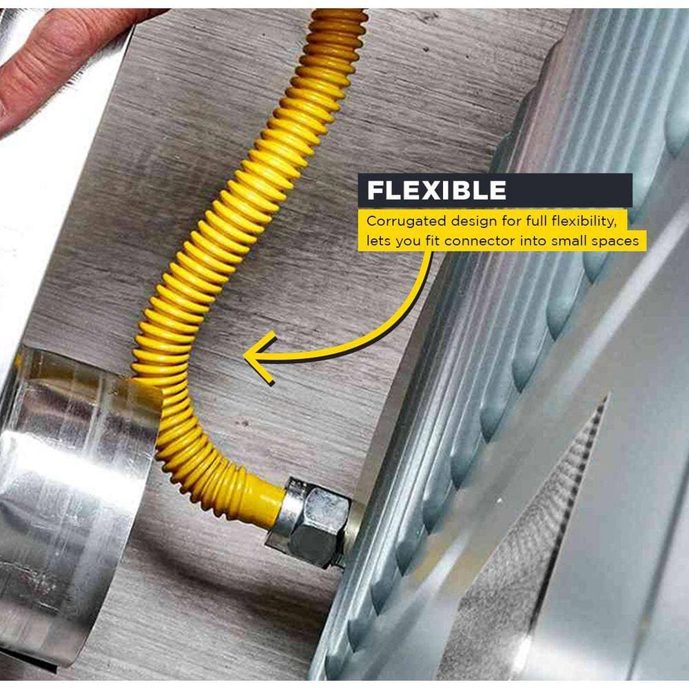 PLUMBFLEX 30  in. Gas Connector with Fittings, Yellow Coated Gas Connector, 5/8 in. OD, 1/2 in. MIP x 1/2 in. MIP Connection (3)
