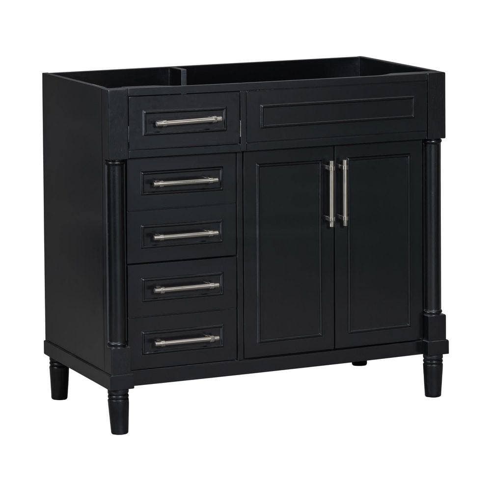 Timussi 35.51 in. Bath Vanity Cabinet without Top in Black Unassembled (2)