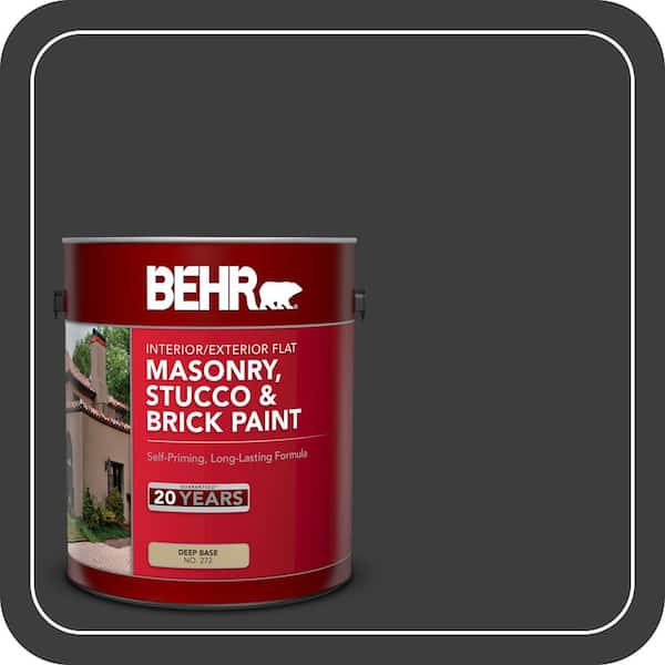BEHR 1 gal. #PPF-59 Raven Black Flat Interior/Exterior Masonry, Stucco and Brick Paint (2)