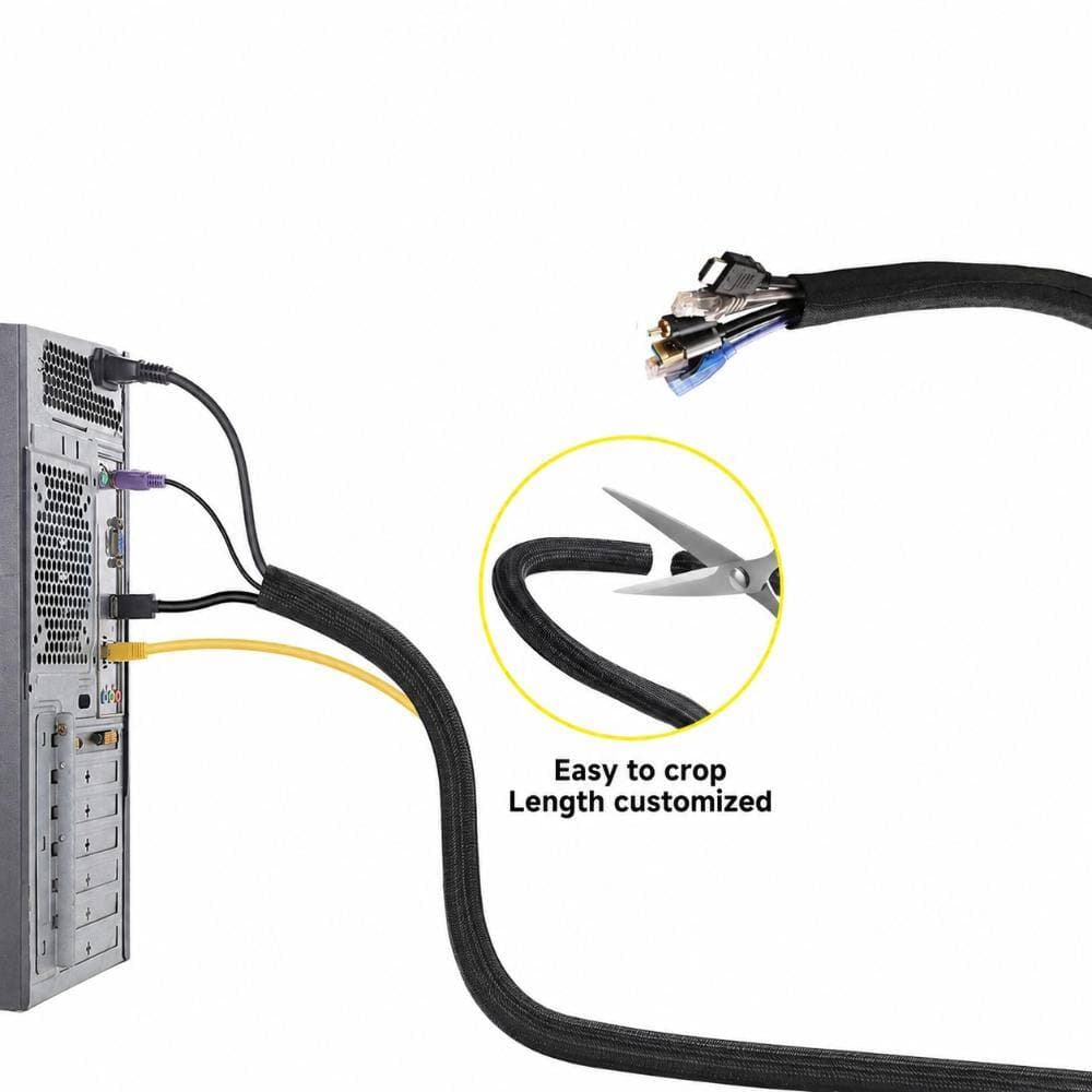 Unbranded 1 in Split Wire Loom Tubing 25 ft Cable Sleeve for Cord Management, Abrasion and Flame Resistant Black (3)