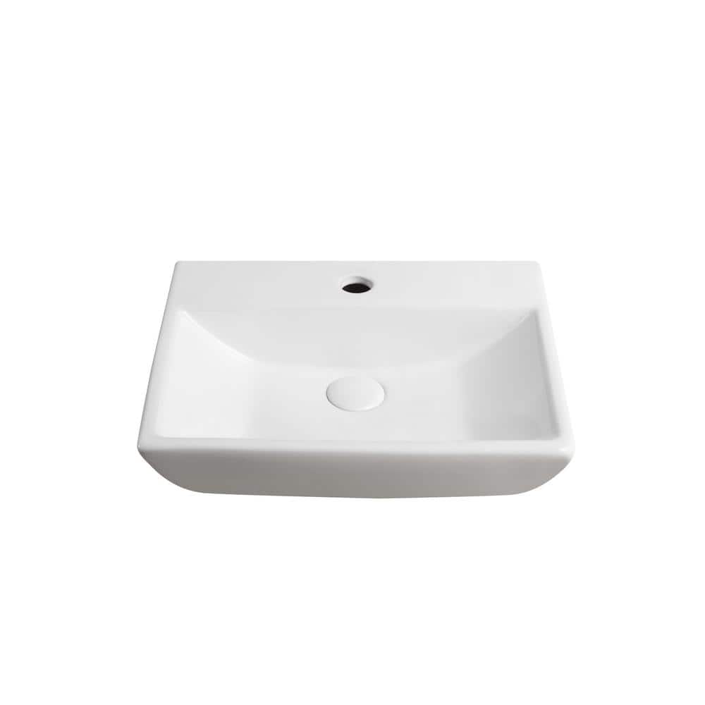 Elanti Wall-Mounted Rectangular Compact Bathroom Sink in White (2)