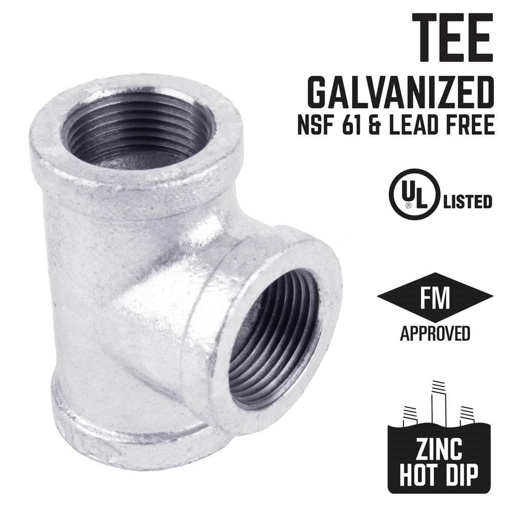 Unbranded 3 in. FIP each x 3 in. D FIP 3 in. D FIP Galvanized Malleable Iron Tee (2)