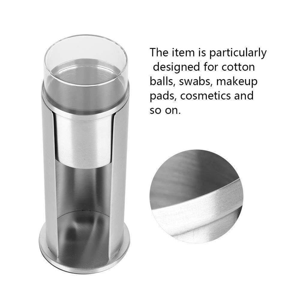 KHKFY 2-in-1 Stainless Steel Cotton Swab and Pad Holder Dispenser Set with Acrylic Lids for Bathroom Vanity (2)
