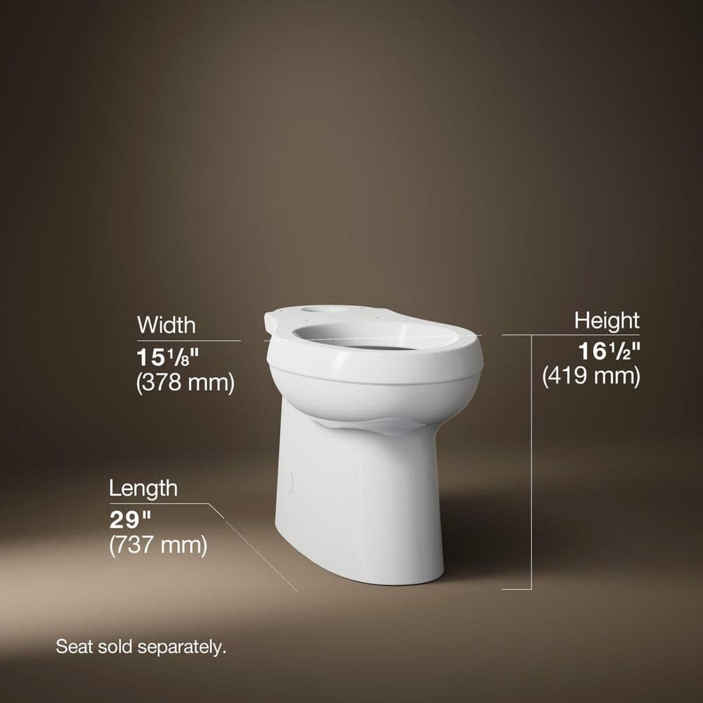 KOHLER Cimarron 12 in. Rough In Elongated Chair Height Toilet Bowl Only with Skirted Trapway in White, Seat Not Included (2)