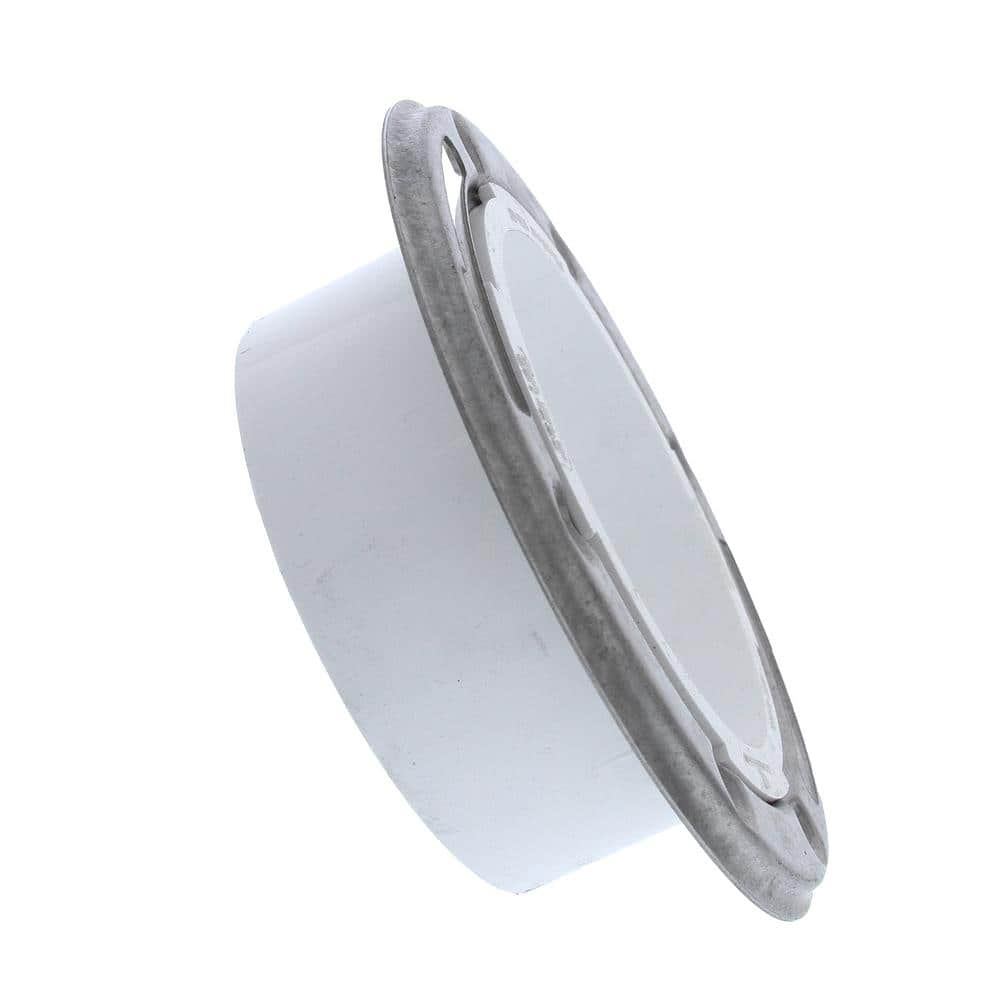JONES STEPHENS 7 in. O.D. Plumbfit PVC Closet (Toilet) Flange with Stainless Steel Ring Less Knockout, Fits Over 4 in. Sch. 40 DWV Pipe (3)