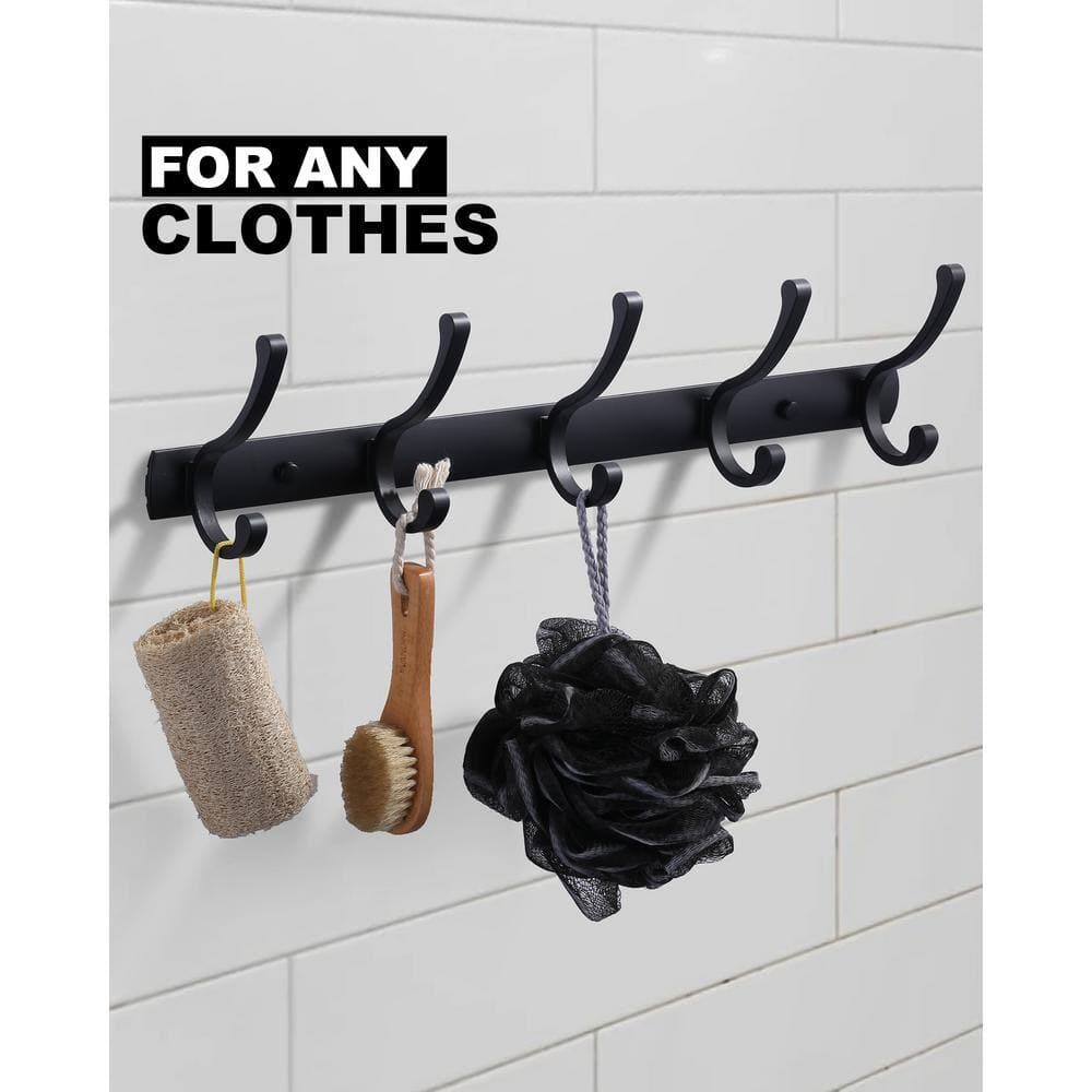 WOWOW Wall-Mounted J-Hook Double Robe/Towel Hook in Black (2)