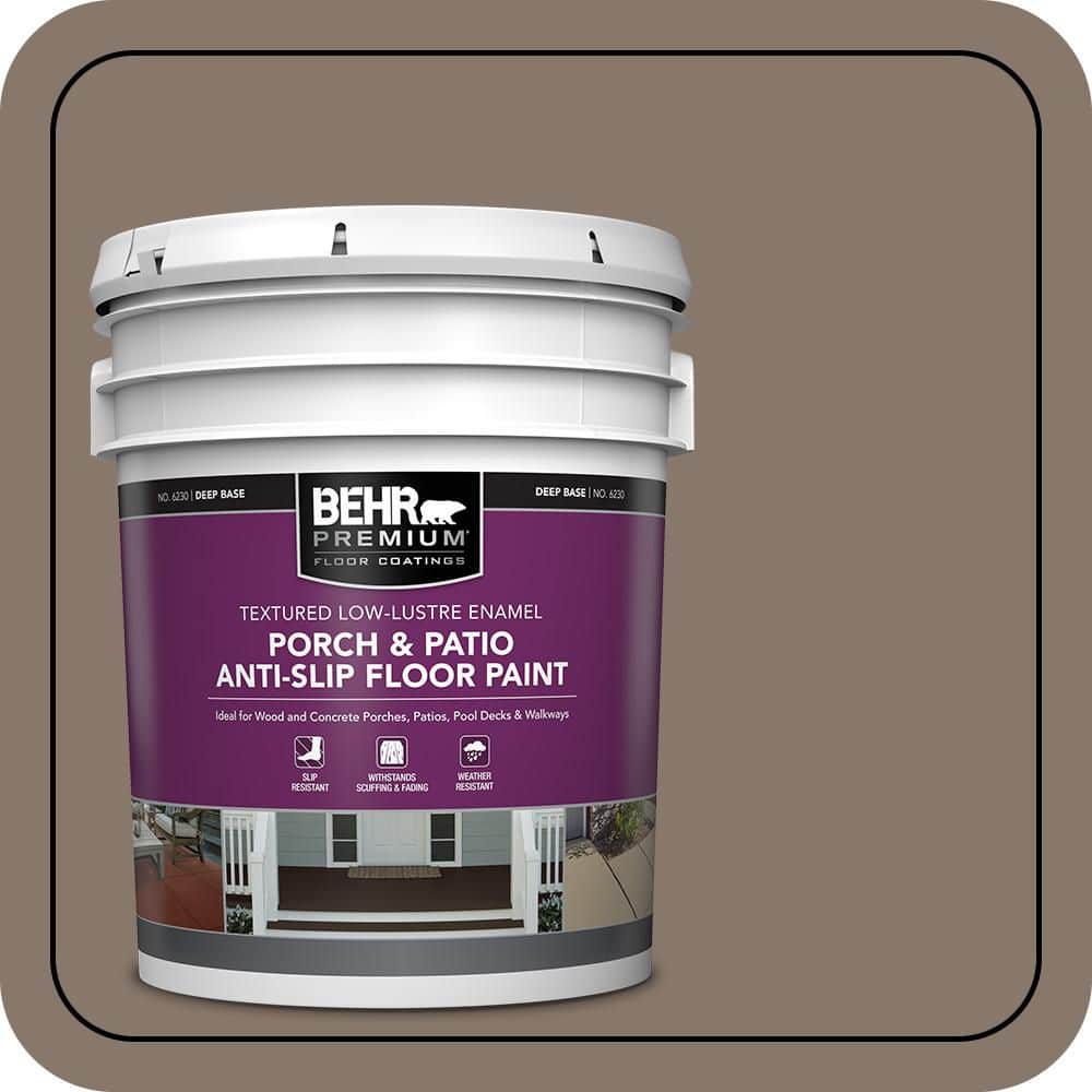 BEHR PREMIUM 5 gal. #MQ2-38 Grizzly Textured Low-Lustre Enamel Interior/Exterior Porch and Patio Anti-Slip Floor Paint