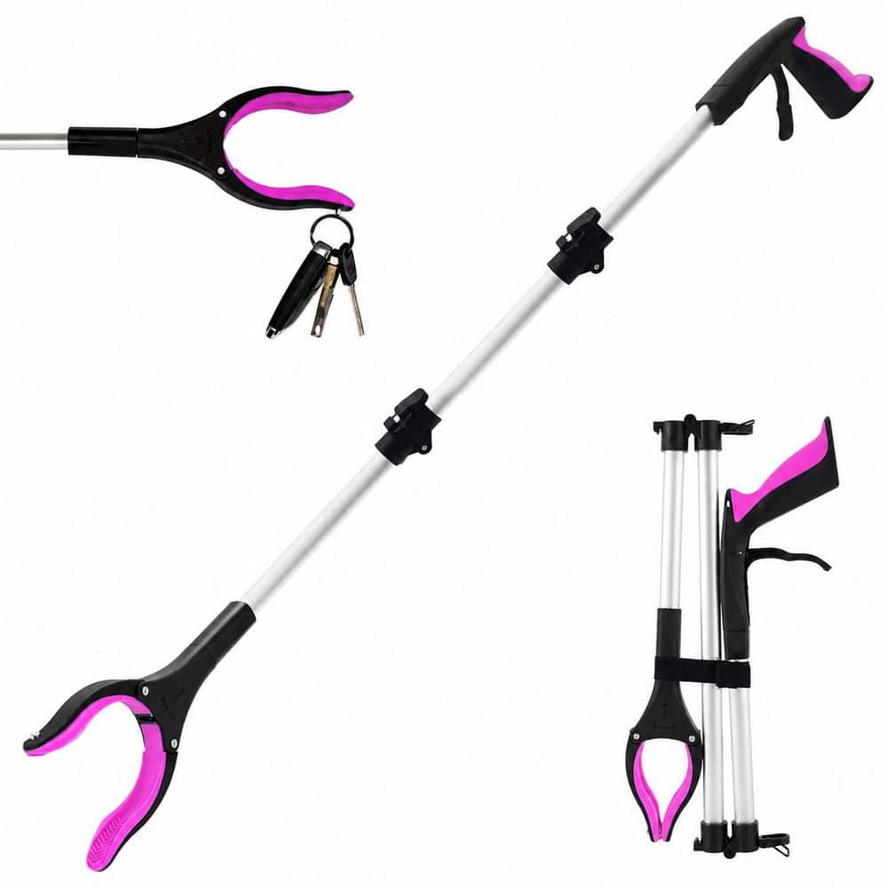 Misopily 36 in. Foldable Reacher Grabber Pickup Tool 1 Pack Anti-Slip 360 Degree Rotating Jaw Magnet Pink (1)