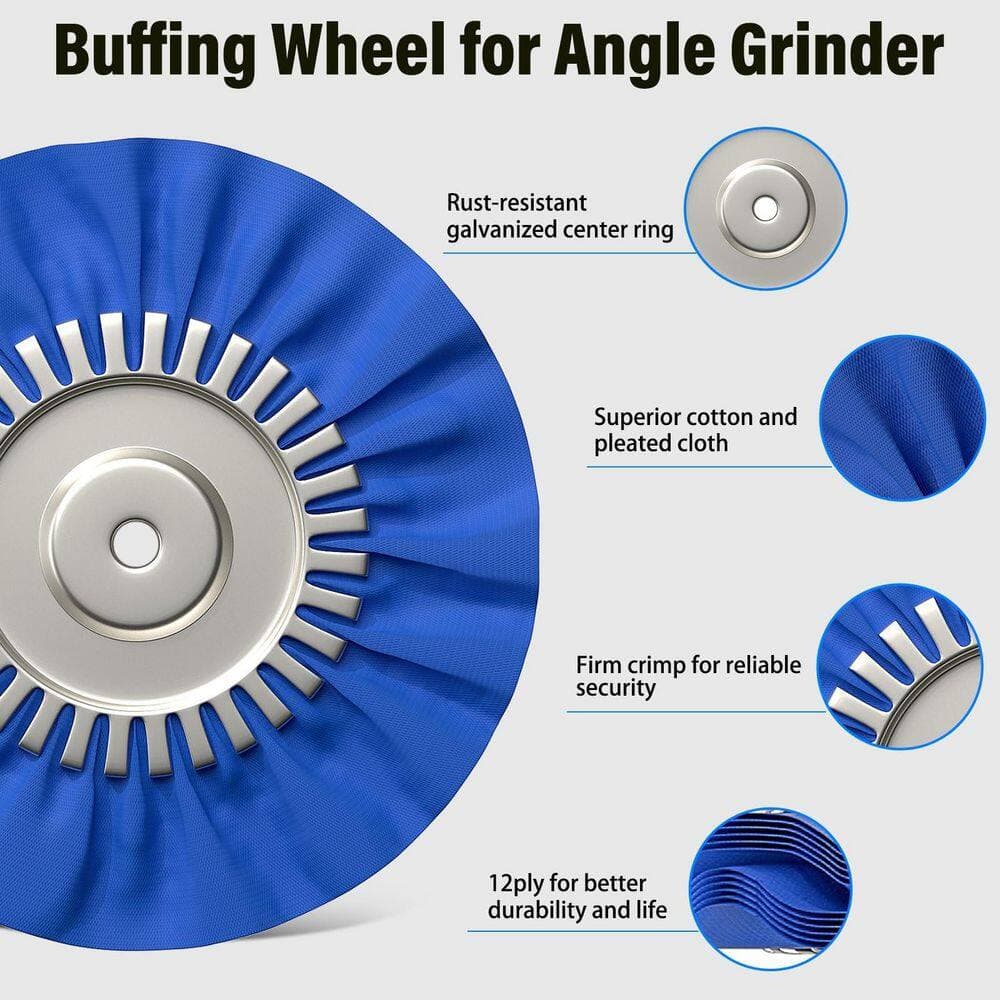 LAIFUCAM 8 in. Cloth Airway Buffing Wheels Kit with 5/8 in. Arbor Hole for Metal Polishing for Angle Grinder (9-Pack) (3)