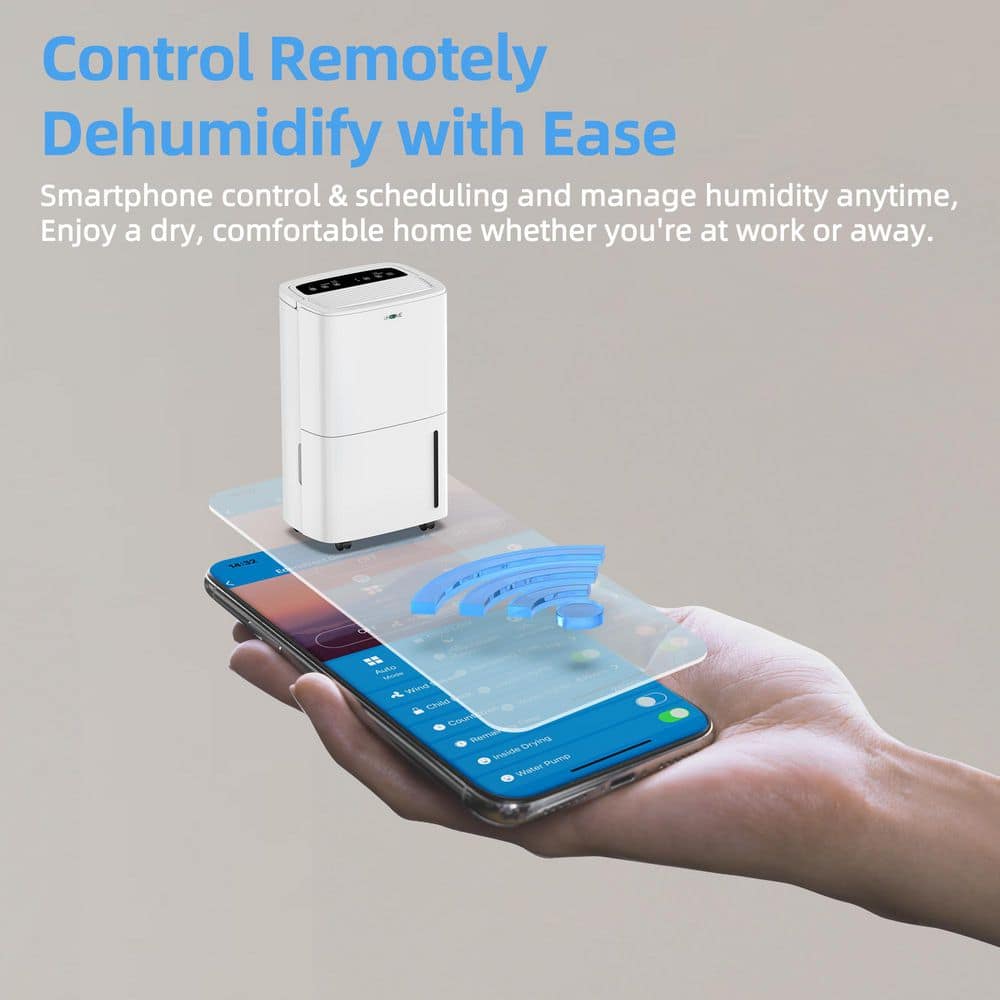Edendirect 150 pt. 7,000 sq. Dehumidifier with App Control, Pump, Auto Defrost, 24 H Timer (2)