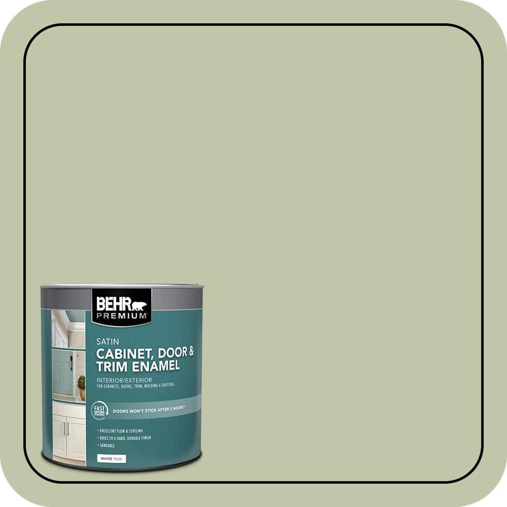 BEHR PREMIUM 1 qt. #PPU10-08 Minted Lemon Satin Enamel Interior/Exterior Cabinet, Door & Trim Paint (1)