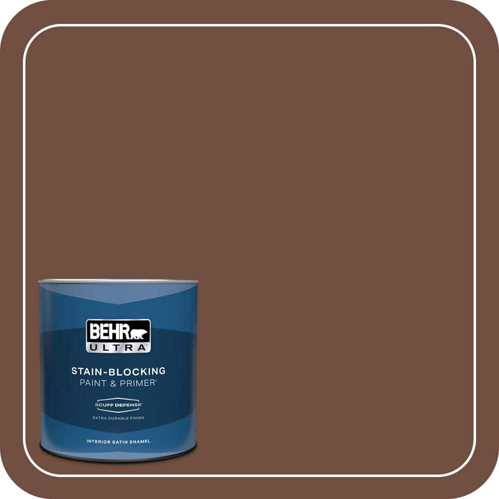 BEHR ULTRA 1 qt. #N160-7 Brown Velvet Extra Durable Satin Enamel Interior Paint & Primer