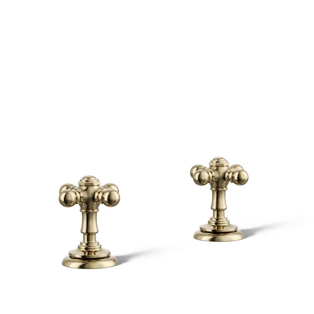 KOHLER Artifacts Cross Bathroom Sink Faucet Handles in Vibrant French Gold (1)