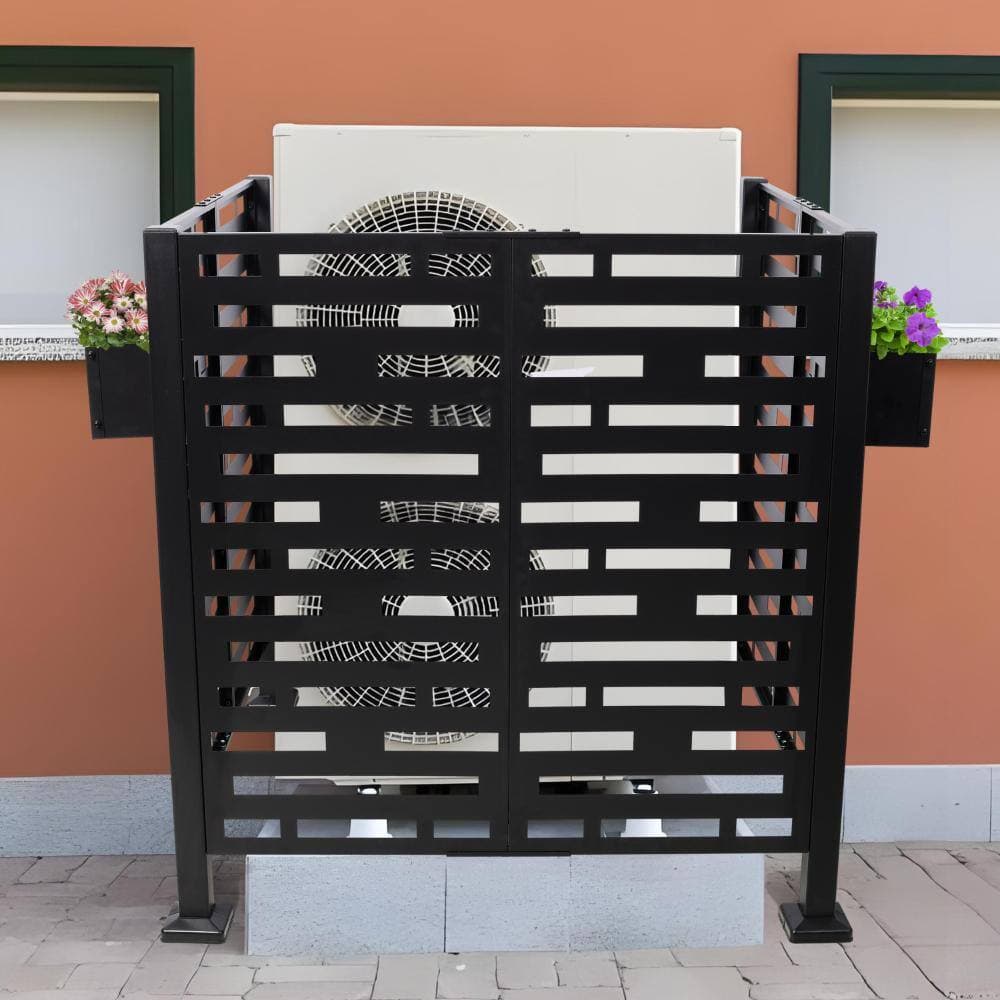 Runesay 3.5 ft. x 3.5 ft. Outdoor Metal  Air Conditioner Fence with Planter Boxes (2)