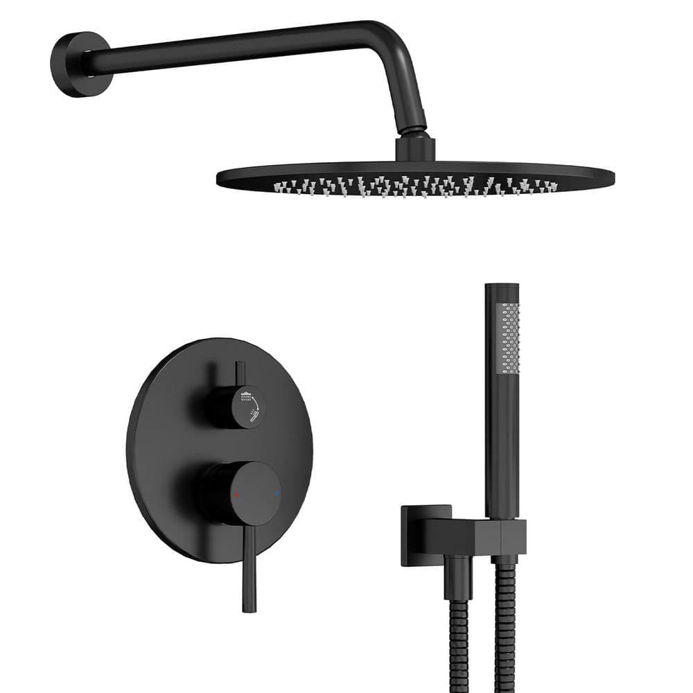 Wudkey Bathroom Hardware Set with Round Rain Shower Head, Rainfall Shower Faucet Fixture Combo Set (1)