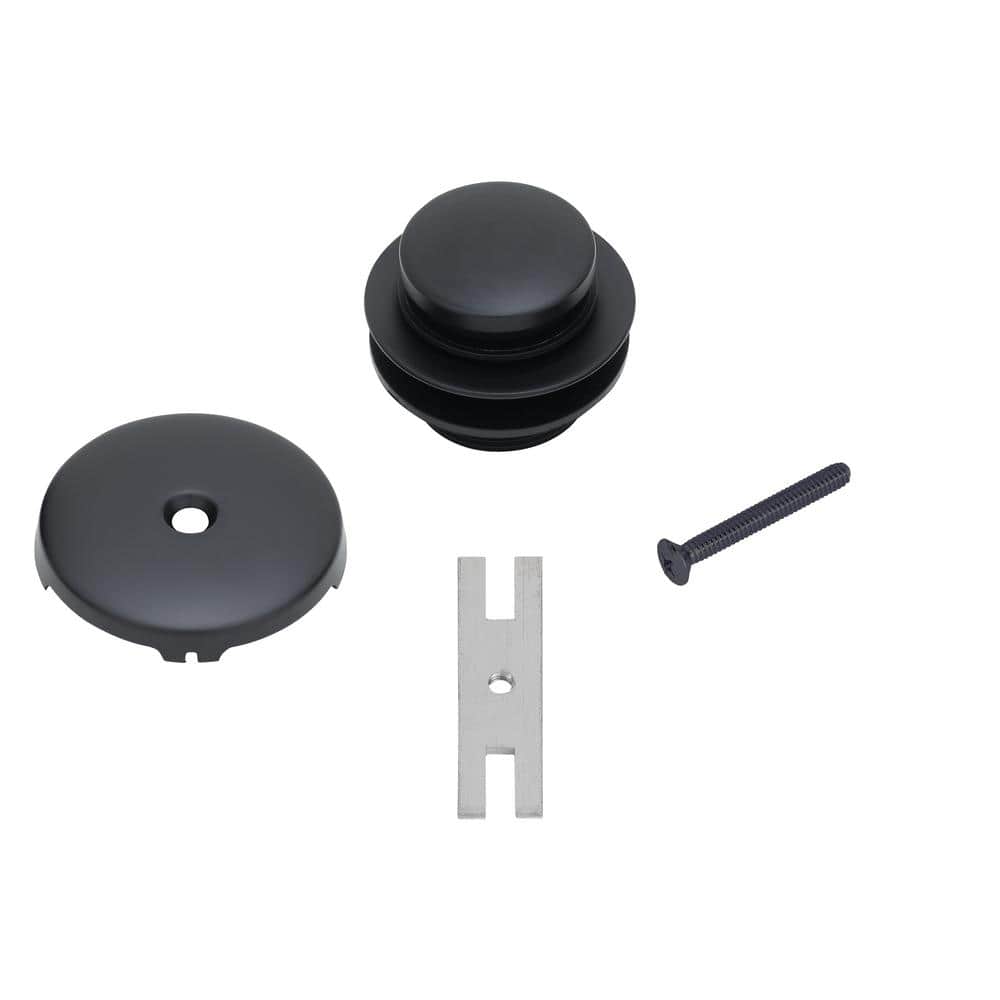 Premier Copper Products Tub Drain Trim and Single-Hole Overflow Cover for Bath Tubs - Matte Black (1)