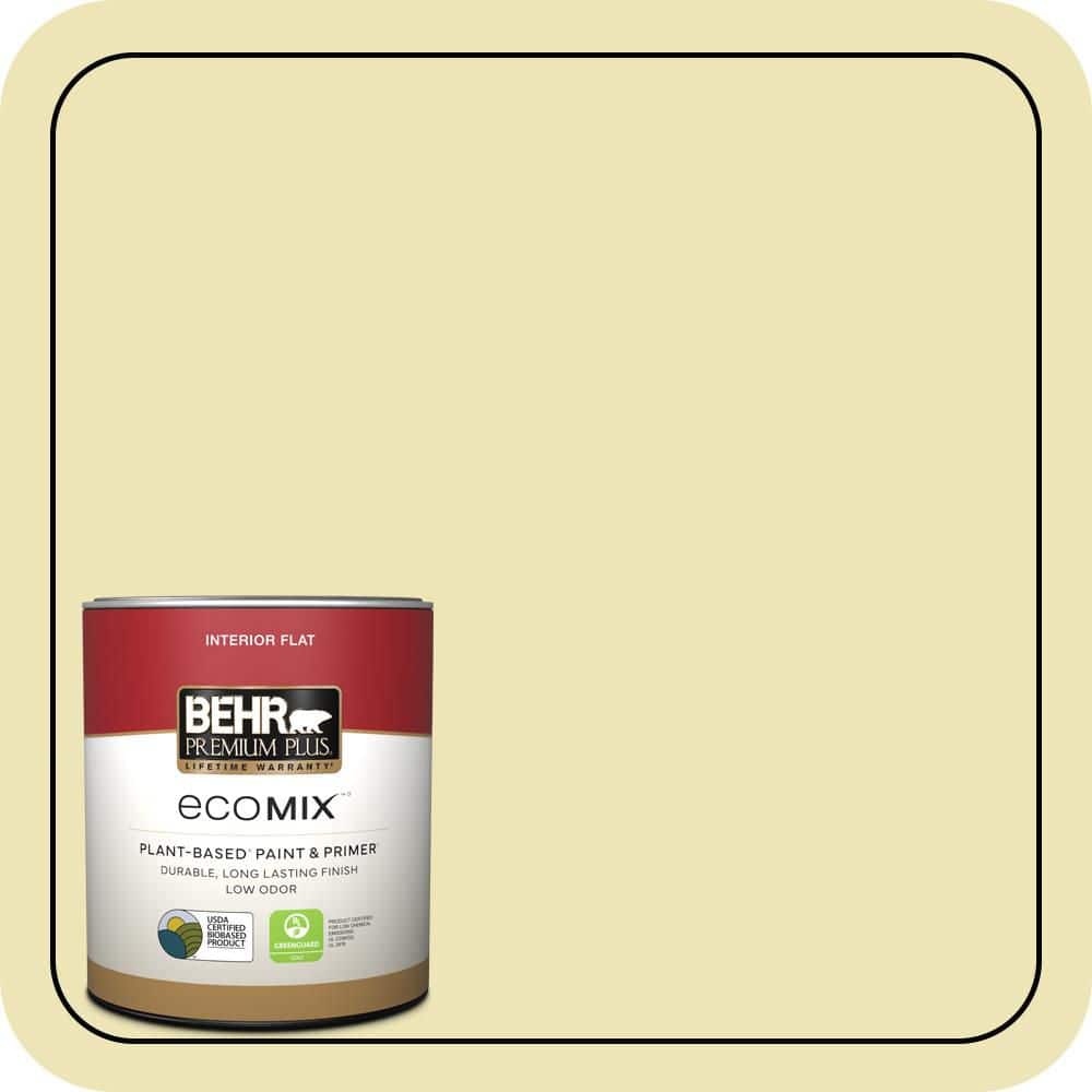 BEHR PREMIUM PLUS 1 qt. #PPU9-13 Yellow Wax Pepper Flat EcoMix Plant-Based Interior Paint & Primer (1)