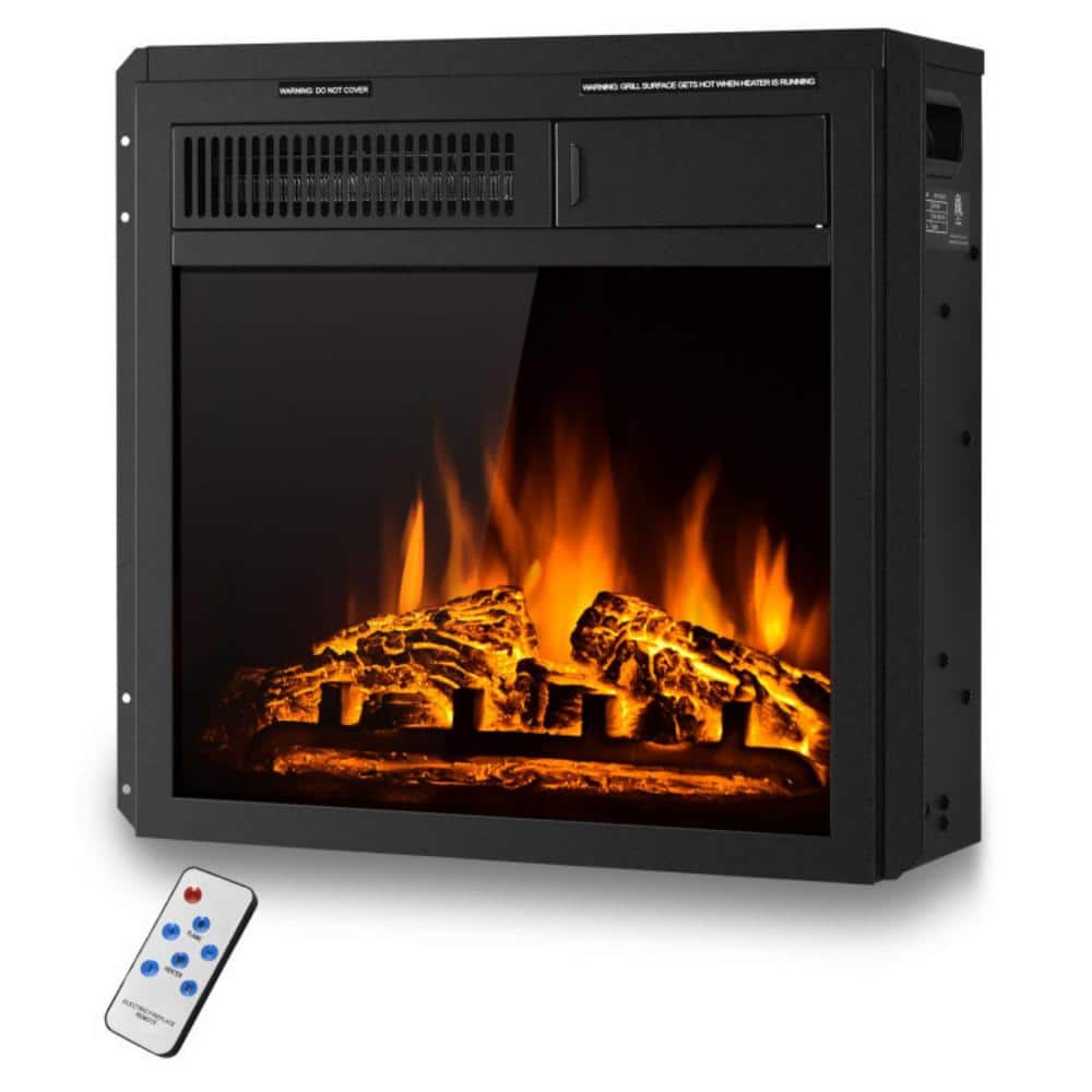 Clihome 18 in. 750-Watt/1500-Watt Freestanding and Recessed Electric Fireplace Insert with 7-Level Flame, Log and Remote Control (2)