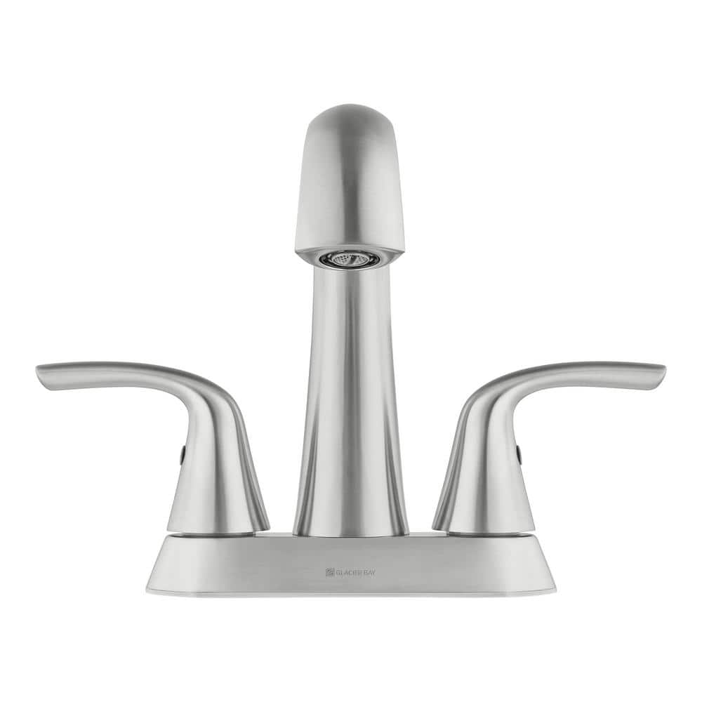 Glacier Bay Irena 4 in. Center set Double-Handle High-Arc Bathroom Faucet in Brushed Nickel (4)