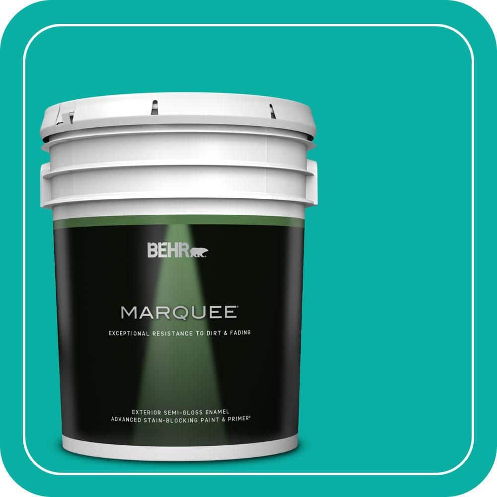 BEHR MARQUEE 5 gal. #490B-5 Cozumel Semi-Gloss Enamel Exterior Paint & Primer