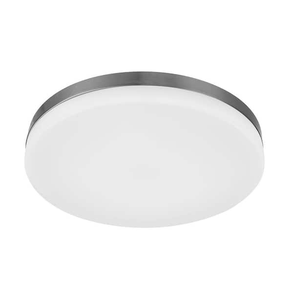 Commercial Electric Flex Install 12 in. Brushed Nickel Edge to Edge LED Recessed Ceiling Light Flush Mount with 5CCT and 1330 Lumens