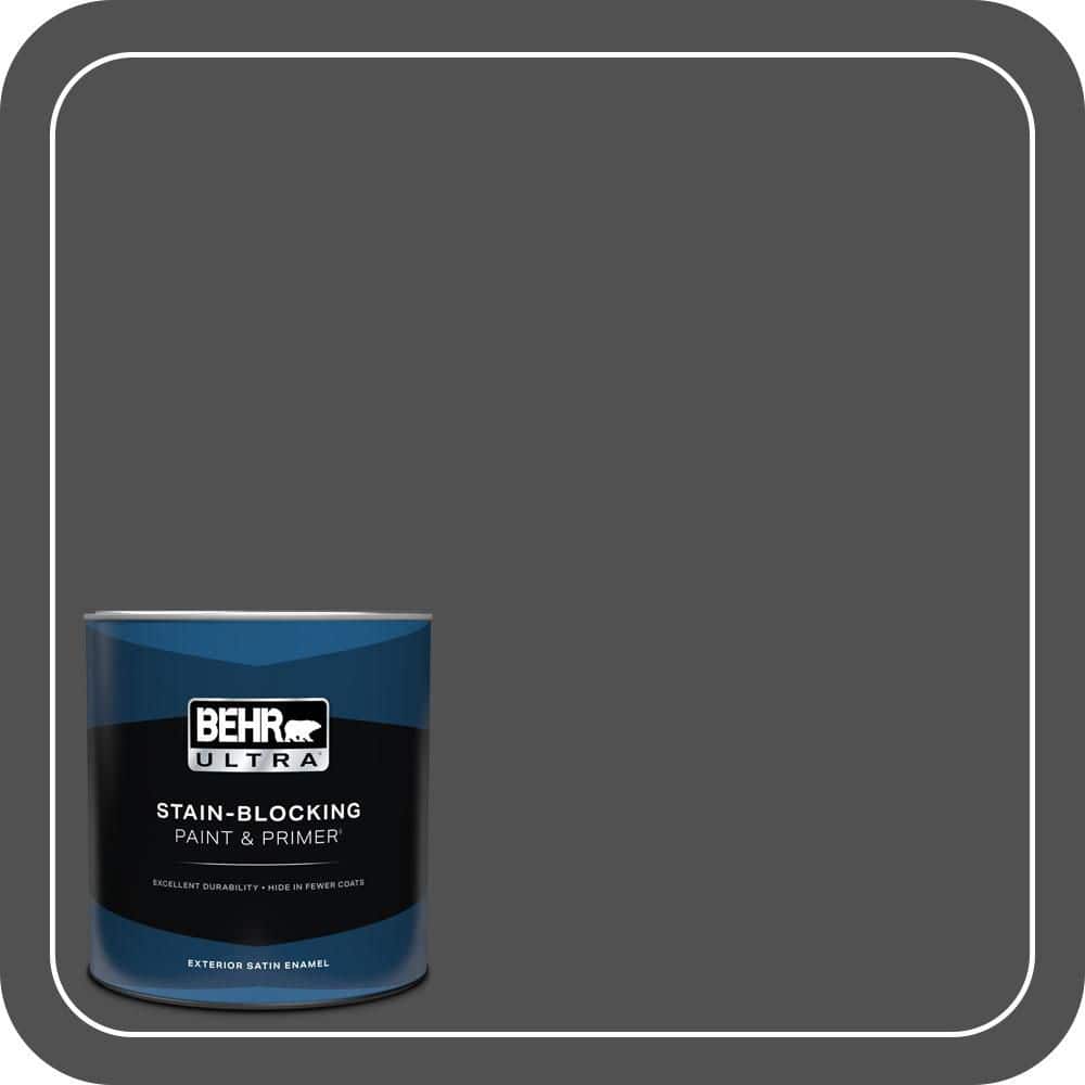 BEHR ULTRA 1 qt. #N460-7 Space Black Satin Enamel Exterior Paint & Primer (1)
