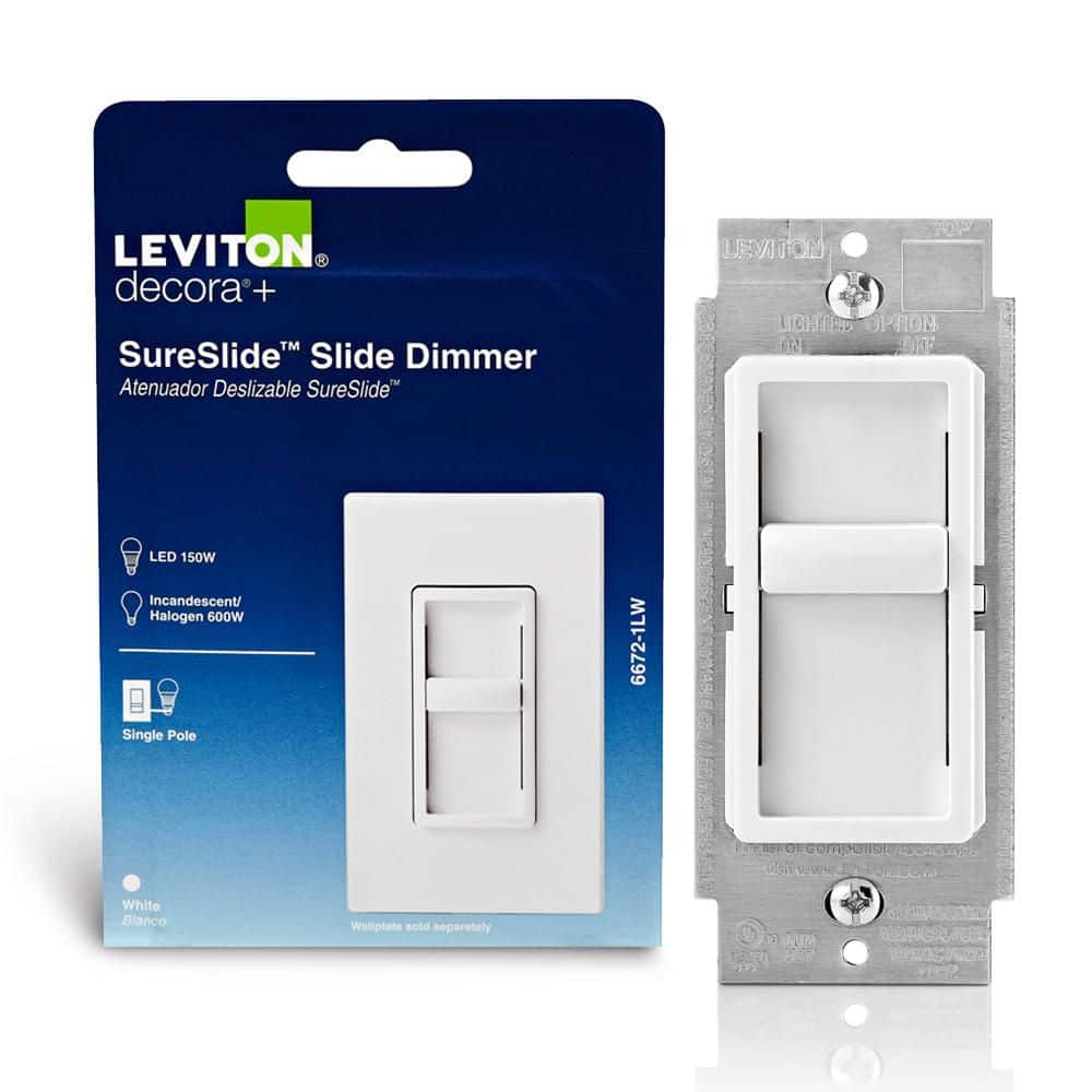 Leviton SureSlide Dimmer Switch for Dimmable LED, Halogen and Incandescent Bulbs- 6672-1LT