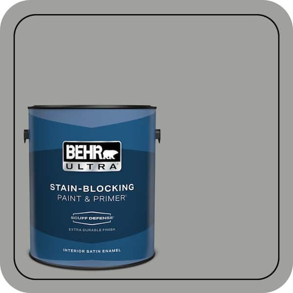 BEHR ULTRA 1 gal. #MQ6-22 Gateway Gray Extra Durable Satin Enamel Interior Paint & Primer (2)