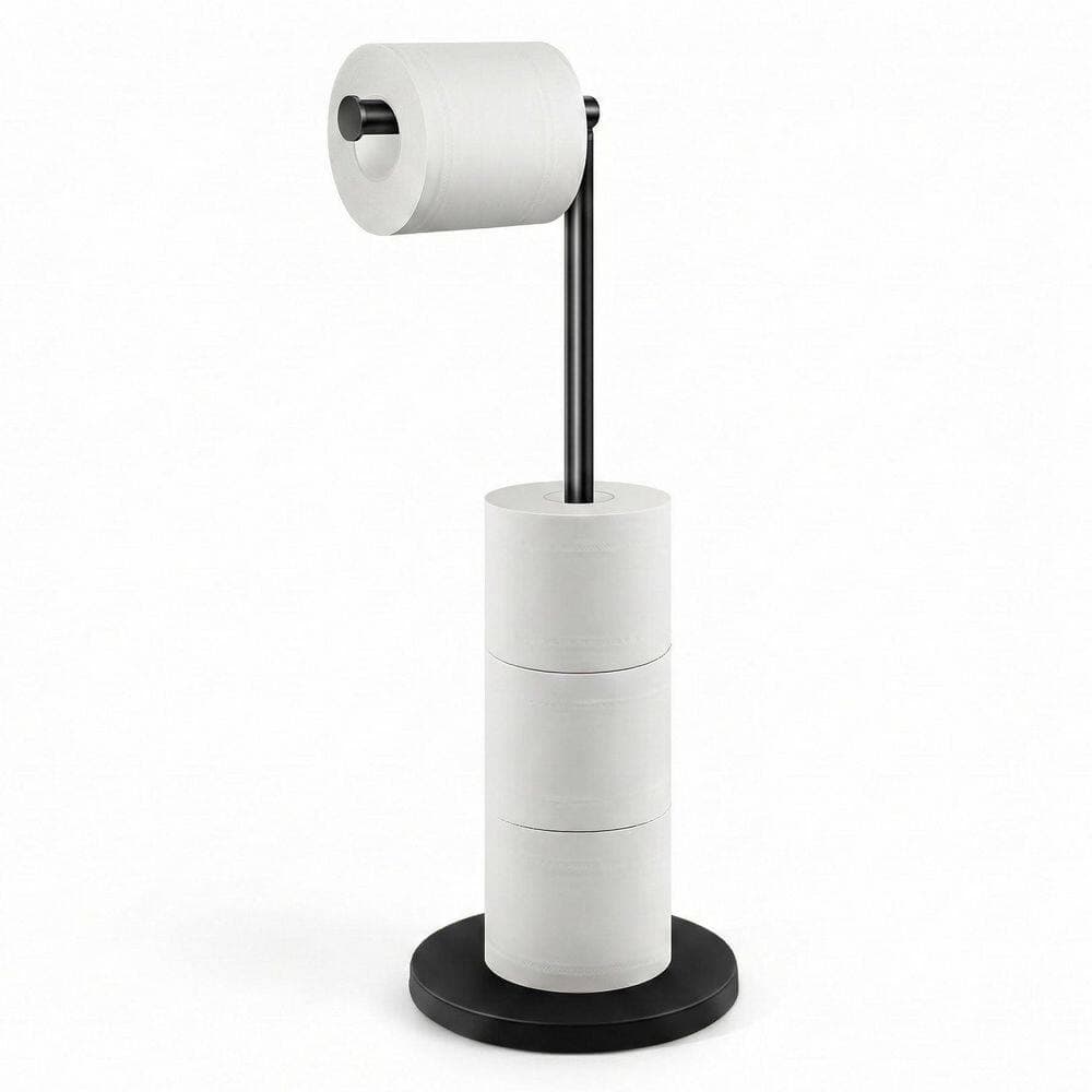 KHKFY Free Standing Toilet Paper Holder with Extra Weighted Base for 4 Rolls Matte Black Rust-Resistant SUS304 (2)