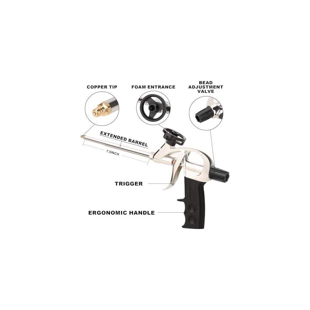 Unbranded Professional 7.5 in Heavy Duty Spray Foam Dispensing Gun with Non-stick Teflonized Basket and Needle Valve 2-Pack Black (2)