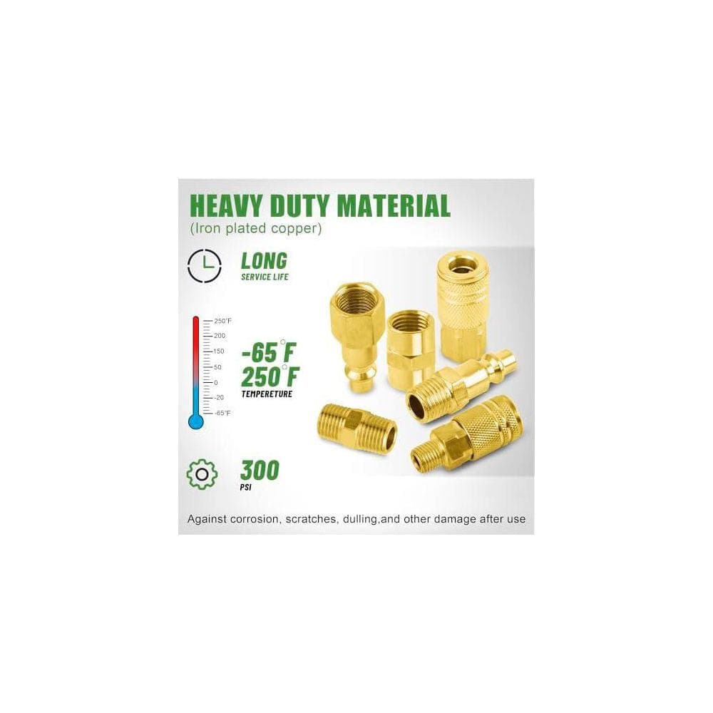 Unbranded 1/4 in. Iron and Brass Air Coupler Plug Kit Quick Connect Air Tool Fittings w/ Teflon Tape for Compressor Hose (45-Pack) (3)