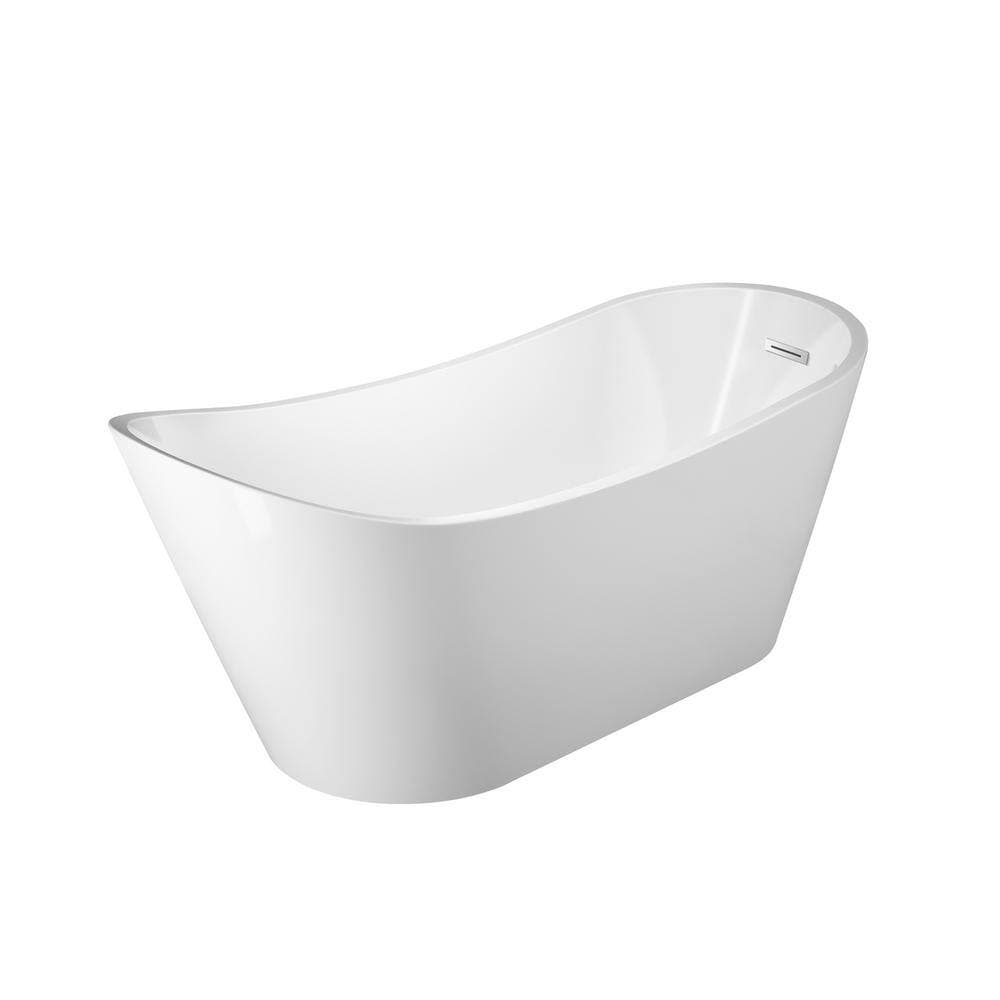 Barclay Products Malinda 65 in. Acrylic Slipper Flatbottom Non-Whirlpool Bathtub White with Integral Drain Matte Black (2)