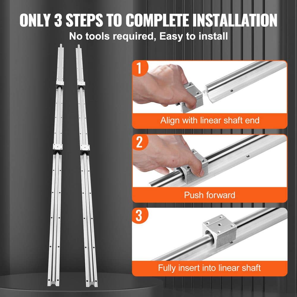 SKYSHALO Linear Guide Rail Set, SBR16 2000mm, 2 Pcs 78.7in./2000mm SBR16 Guide Rails and 4 Pcs SBR16UU Slide Blocks, Linear Rails (2)