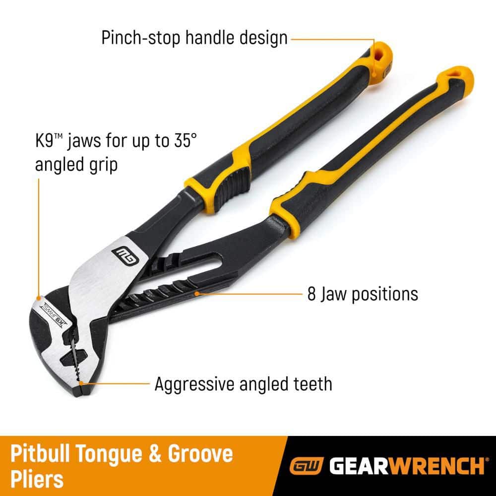 GEARWRENCH Pitbull K9 Straight Jaw Dual Material Tongue and Groove Pliers Set (3-Piece) (2)