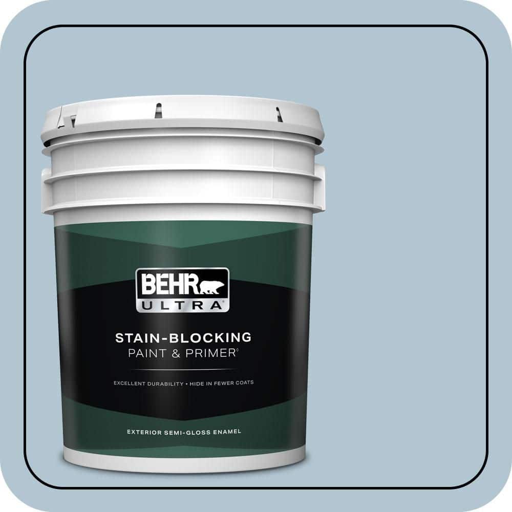 BEHR ULTRA 5 gal. #MQ5-50 Opal Waters Semi-Gloss Enamel Exterior Paint & Primer