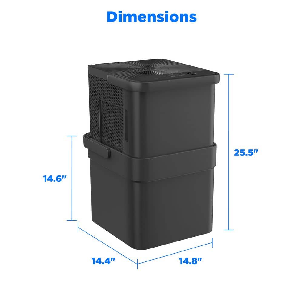 Midea 50 pt. Cube Smart Dehumidifier with Ionizer Built-In Pump for Basements, Garages or Bedrooms up to 4,500 Sq. Ft. in Grey (3)